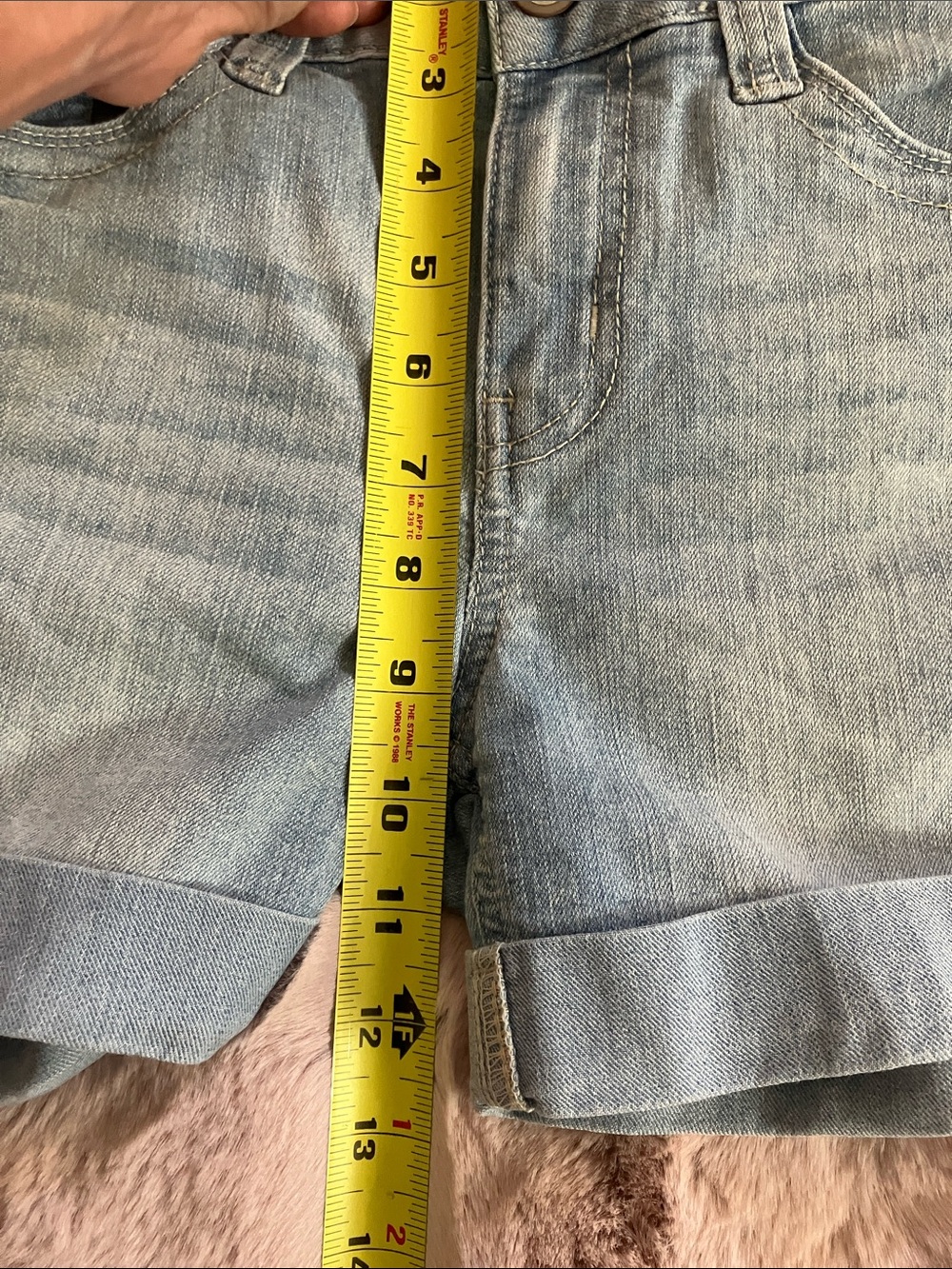 Y2k No Boundaries Light Blue Denim Cuffed Shorts with Embroidered Back Pockets - Picture 10 of 12